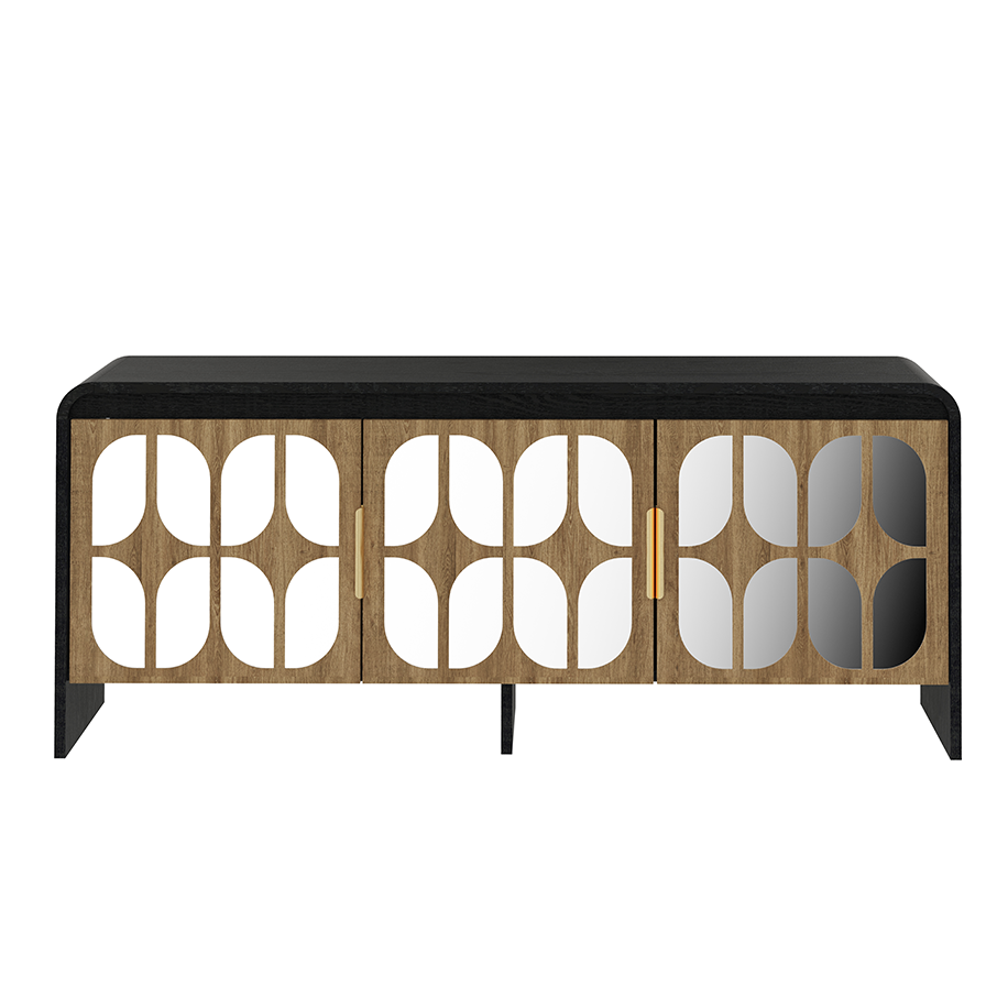 Lattice Mirrored 3-Door Cabinet